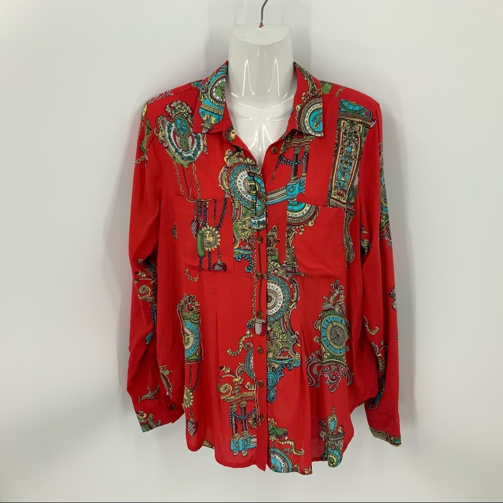 Maeve by anthropology London clock shirt 8